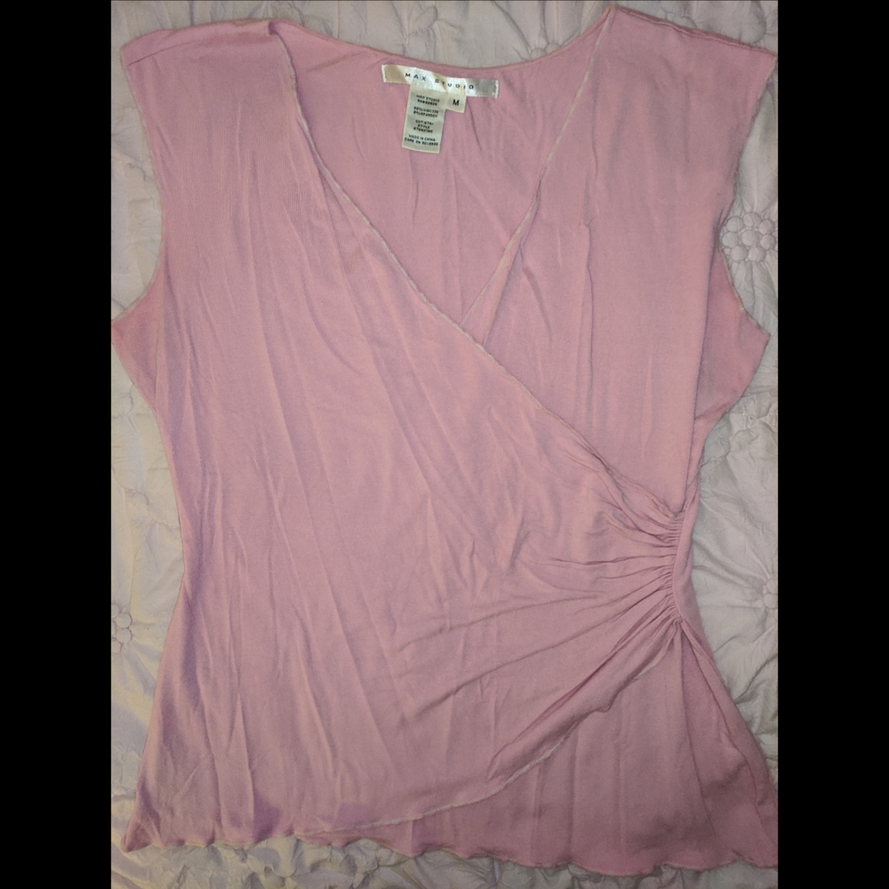 Max Studio Sleeveless Wrap Look Top